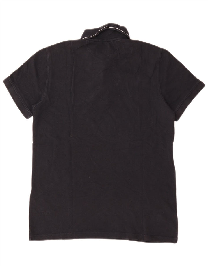 Massimo Dutti Mens Polo Shirt Medium Navy Blue Cotton