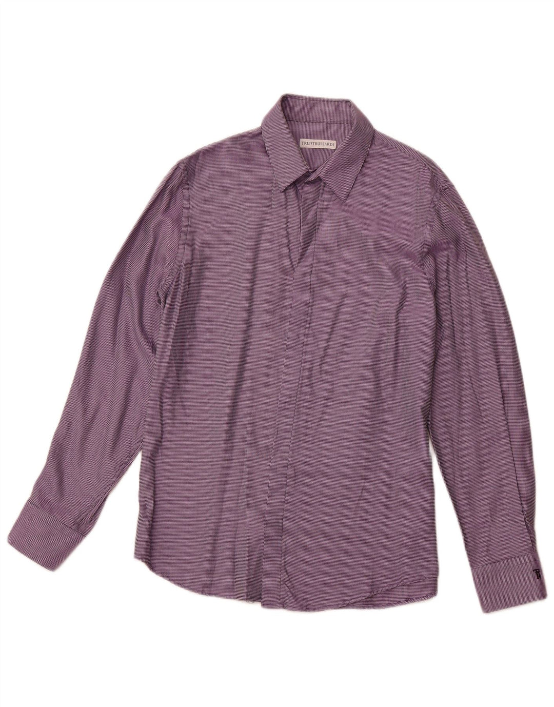 TRUSSARDI Mens Shirt Size 41 Medium Purple Spotted