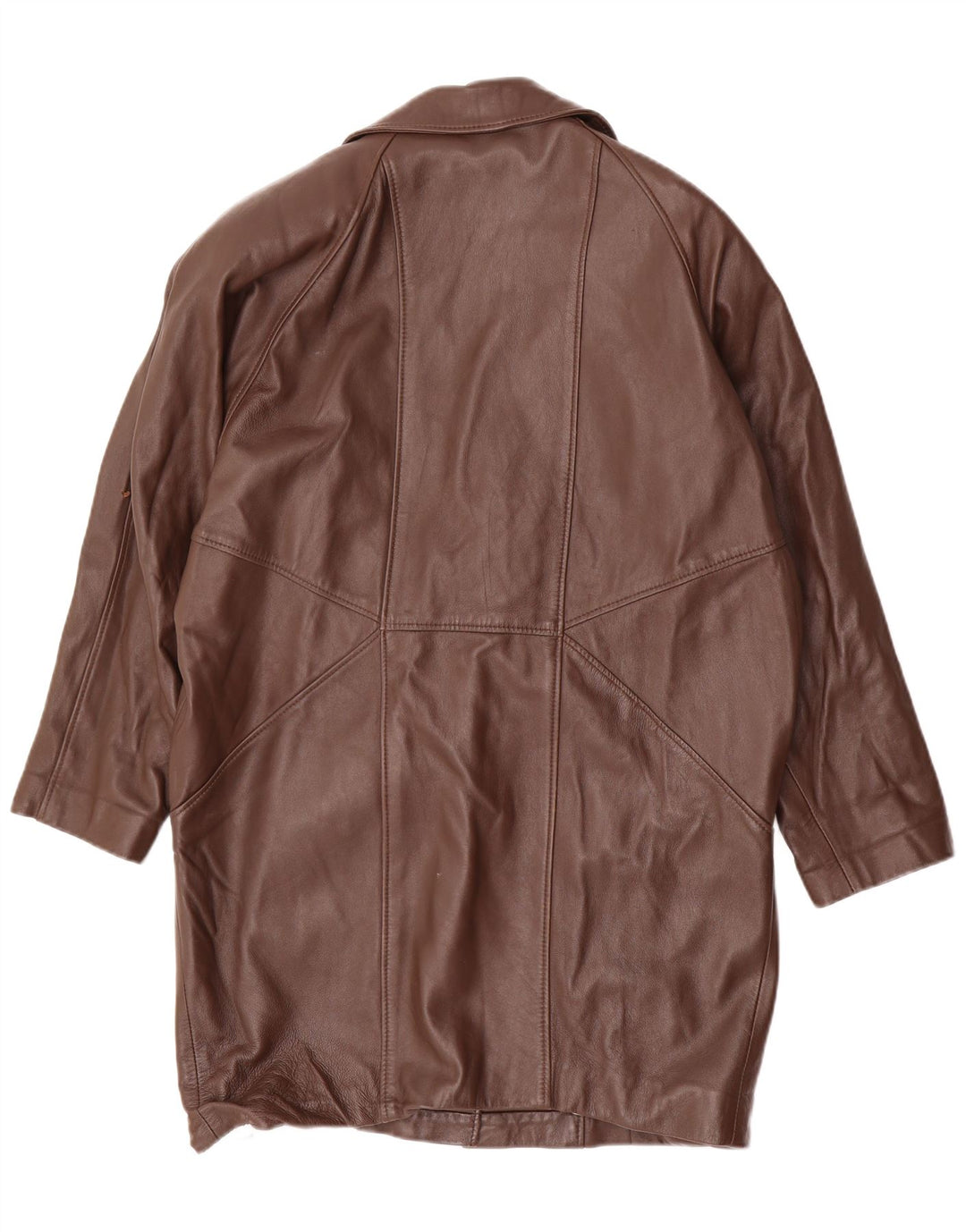 Vintage Womens Oversized Leather Coat EU 36 Small Brown Leather