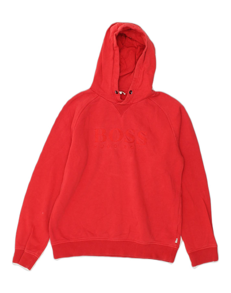 HUGO BOSS Girls Graphic Hoodie Jumper 13-14 Years Small Red Cotton | Vintage Hugo Boss | Thrift | Second-Hand Hugo Boss | Used Clothing | Messina Hembry 