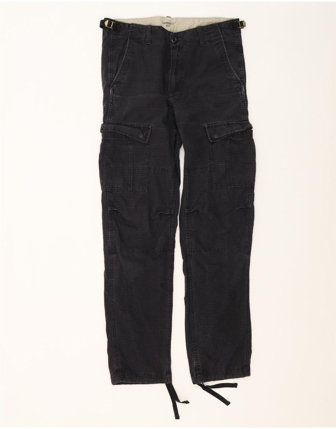 Carhartt Mens Straight Cargo Trousers W29 L32 Black Gingham Cotton