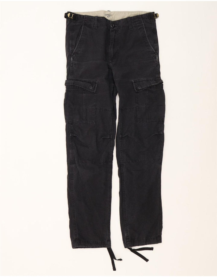 Carhartt Mens Straight Cargo Trousers W29 L32 Black Gingham Cotton