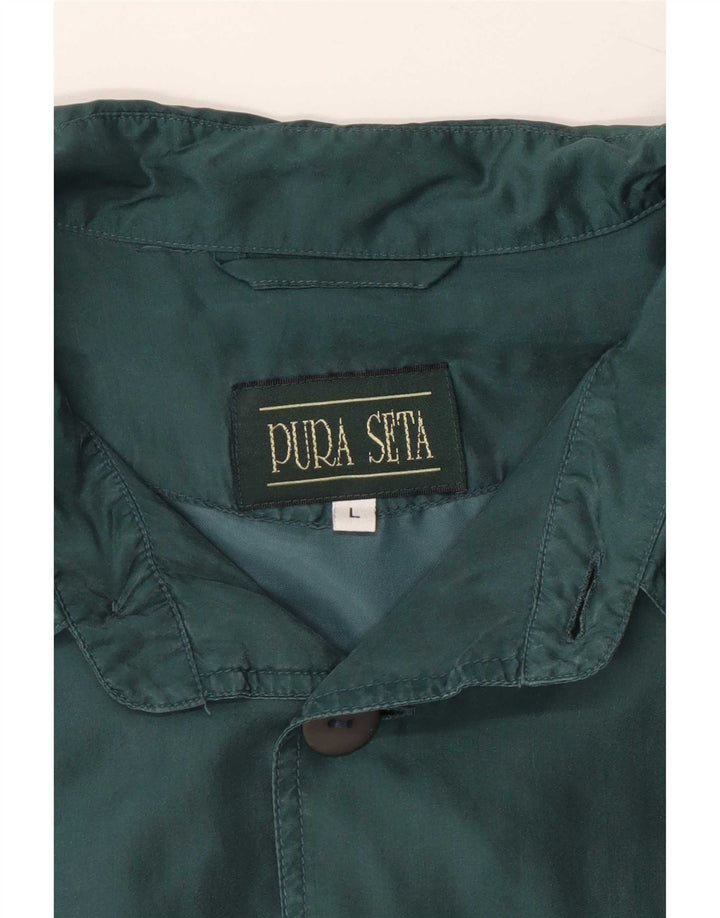 Vintage Mens Bomber Jacket UK 40 Large Green Silk
