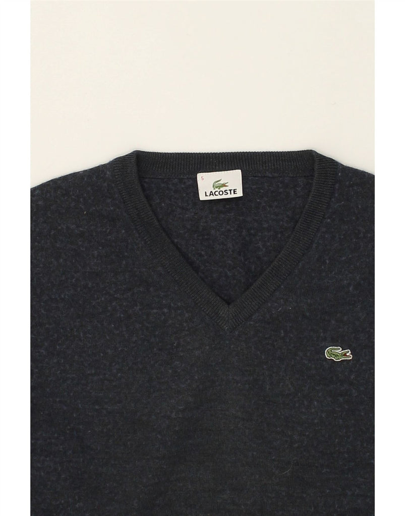 LACOSTE Mens V-Neck Jumper Sweater Size 5 Large Black Wool | Vintage Lacoste | Thrift | Second-Hand Lacoste | Used Clothing | Messina Hembry 