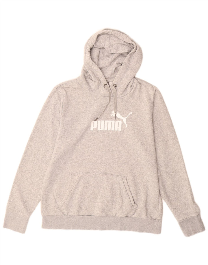 Puma Womens Graphic Hoodie Jumper UK 16 Large  Grey Cotton