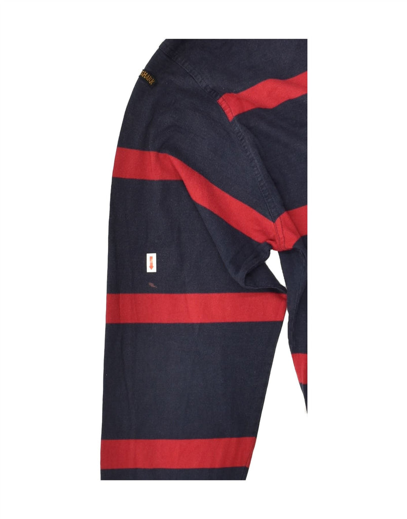 PAUL & SHARK Mens Yachting Zip Neck Sweatshirt Jumper XL Navy Blue Striped | Vintage Paul & Shark | Thrift | Second-Hand Paul & Shark | Used Clothing | Messina Hembry 