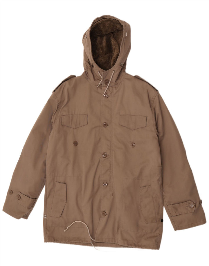 Adler Mens Adler Shearling Parka Jacket IT 48 Medium Brown Polyester
