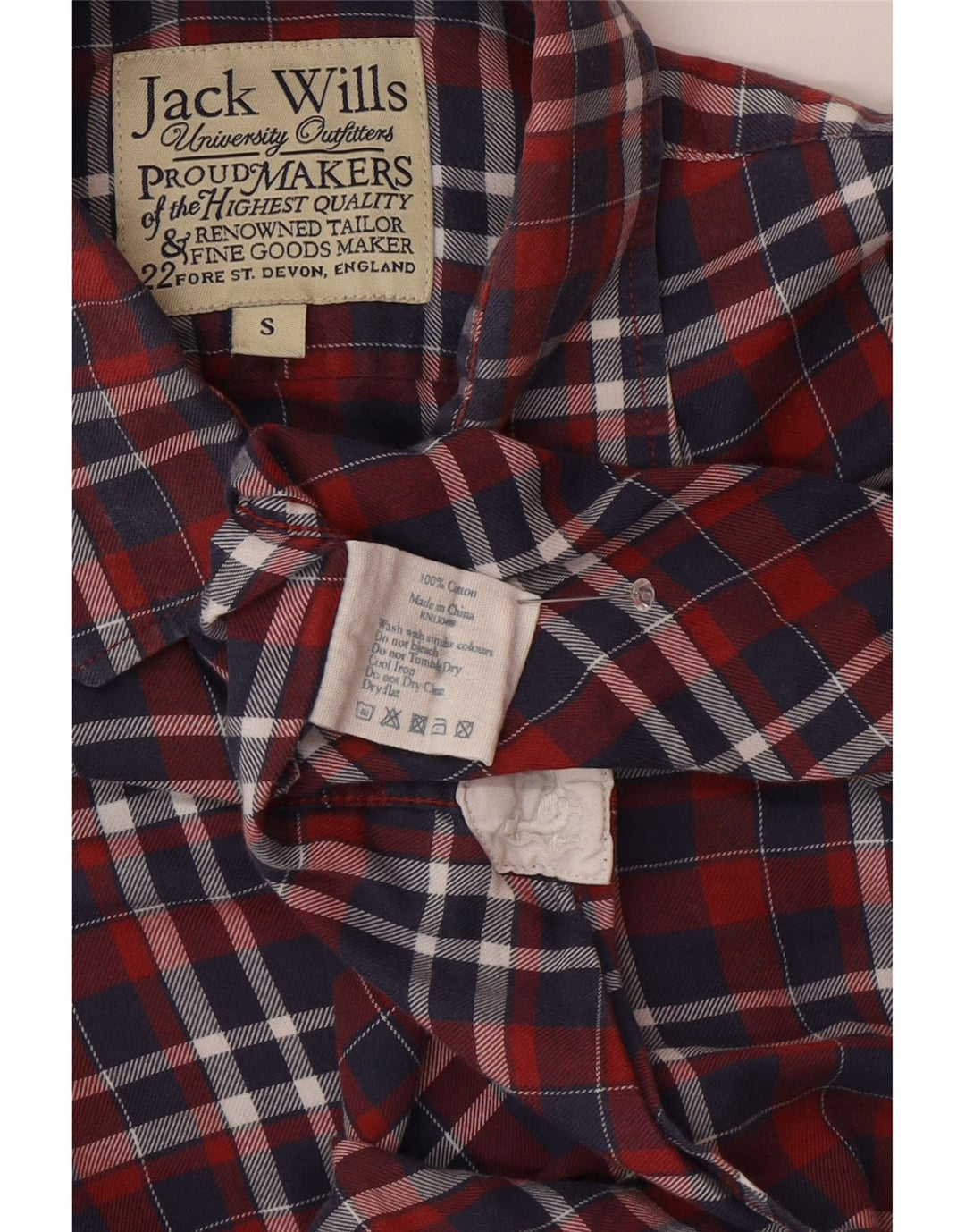 Jack Wills Mens Shirt Small Red Check Cotton