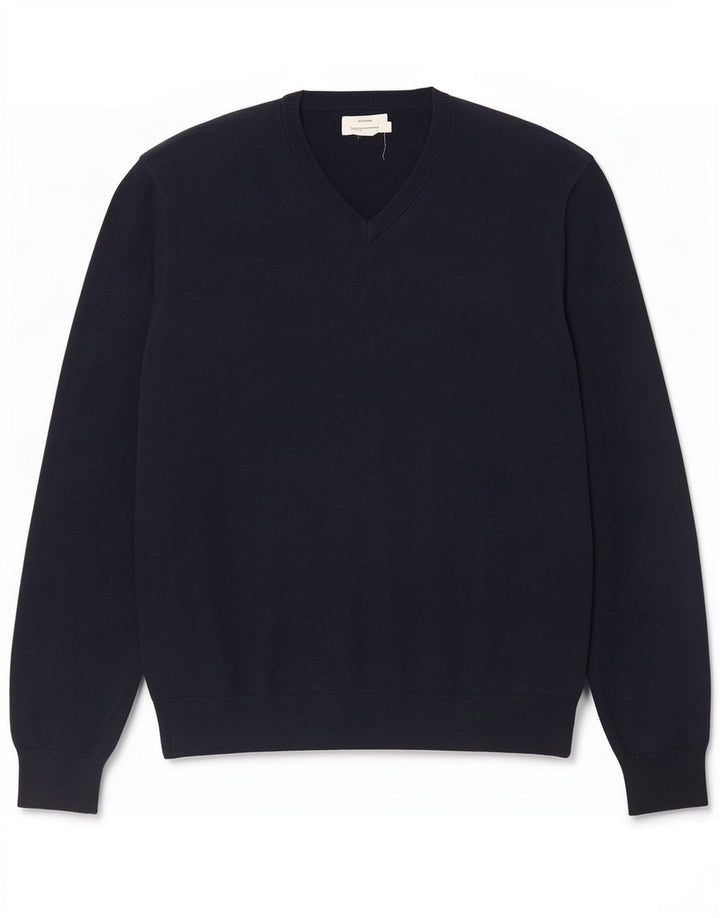 Marks & Spencer Mens V-Neck Jumper Sweater XL Navy Blue Cotton