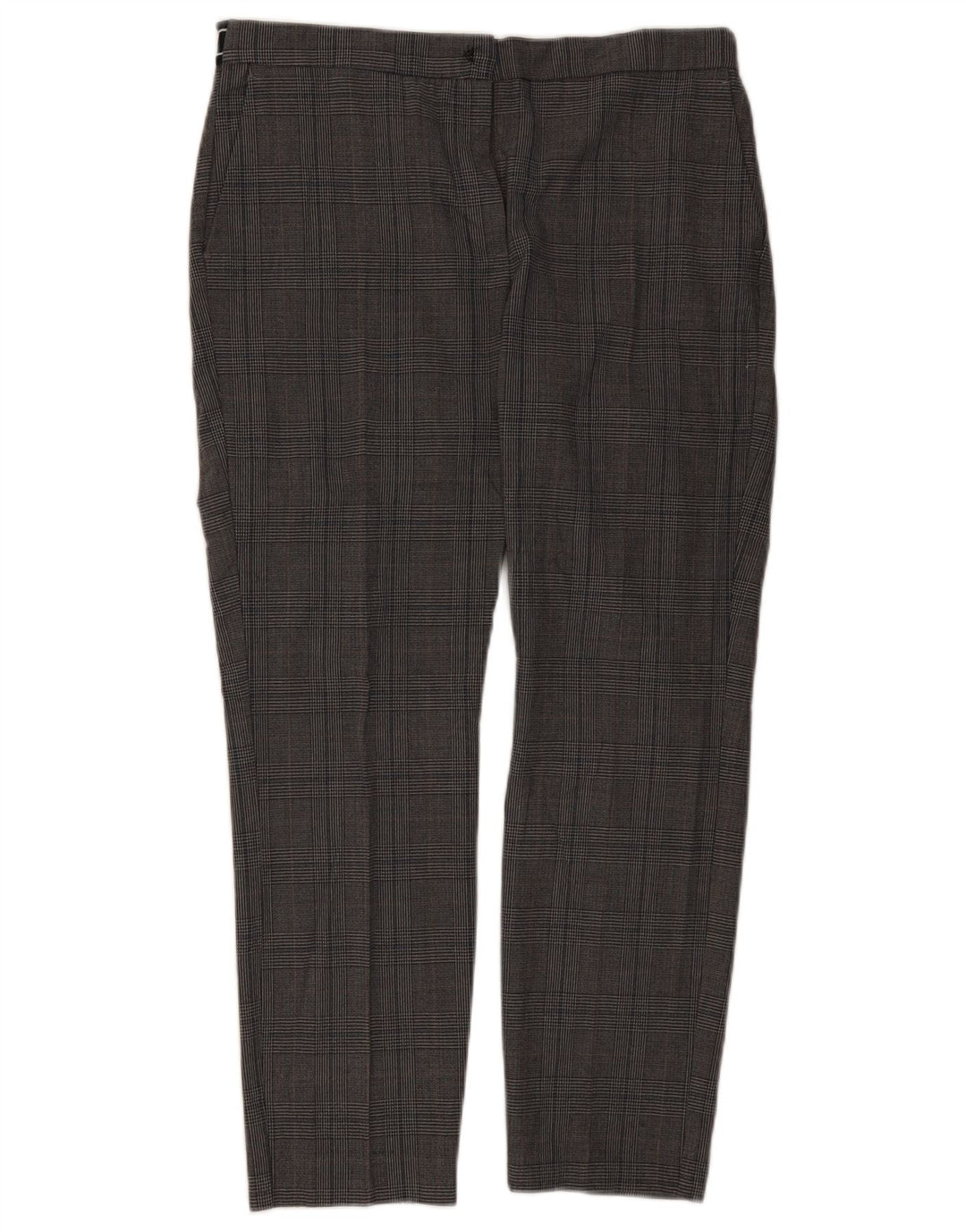 Zara Womens Slim Chino Trousers XL W32 L27 Grey Check Polyester