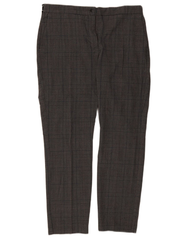 Zara Womens Slim Chino Trousers XL W32 L27 Grey Check Polyester