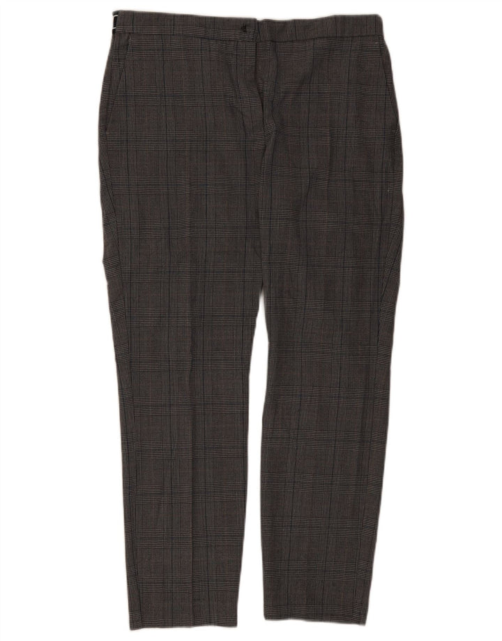 Zara Womens Slim Chino Trousers XL W32 L27 Grey Check Polyester