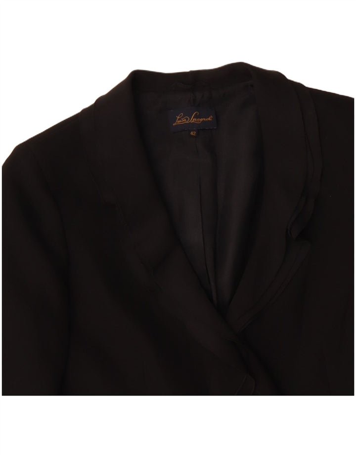 LUISA SPAGNOLI Womens 2 Button Blazer Jacket IT 42 Medium Black Polyester