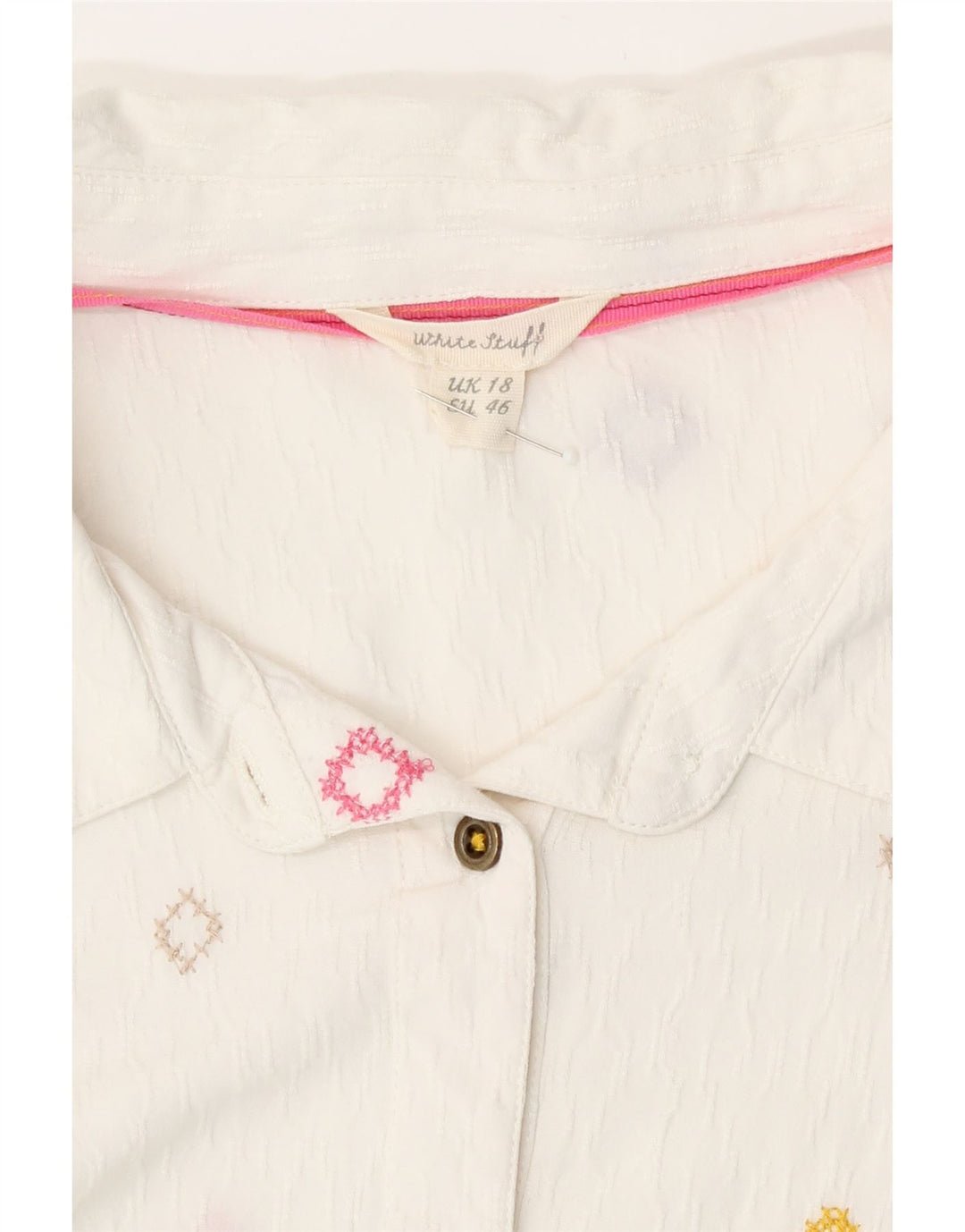White Stuff Womens Shirt UK 18 XL  White Geometric Viscose