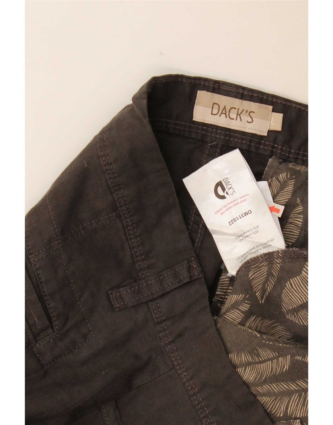 Dack's Mens Slim Cargo Trousers Large W34 L32 Grey Linen