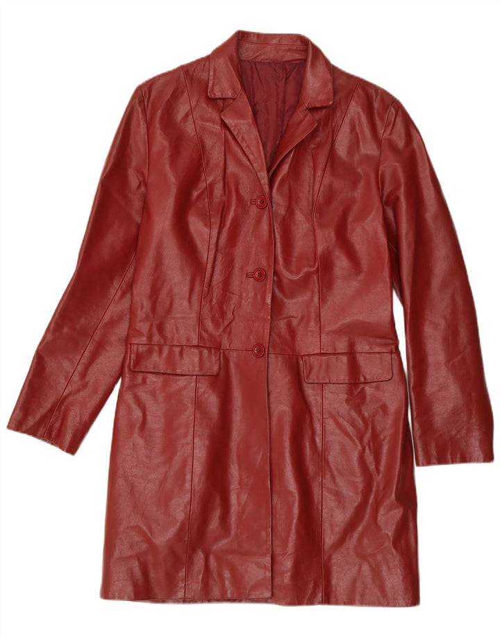 Vintage Womens Leather Coat IT 48 XL Maroon