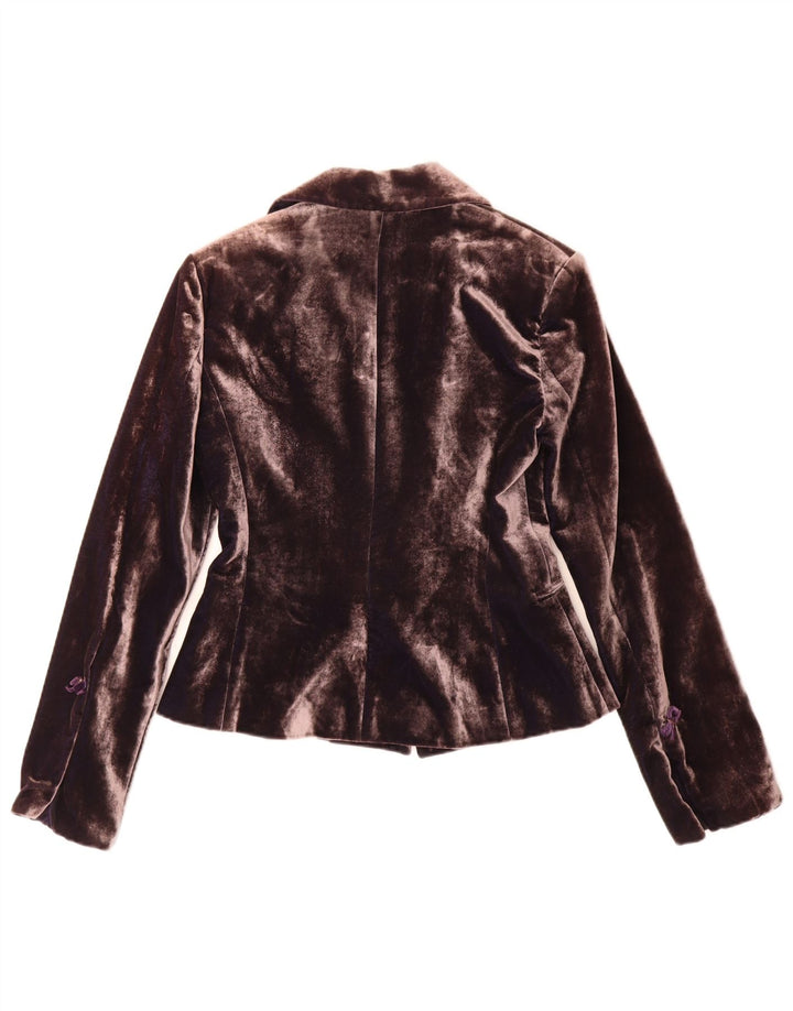 Sonia Fortuna Womens 1 Button Velvet Blazer Jacket IT 42 Medium Purple