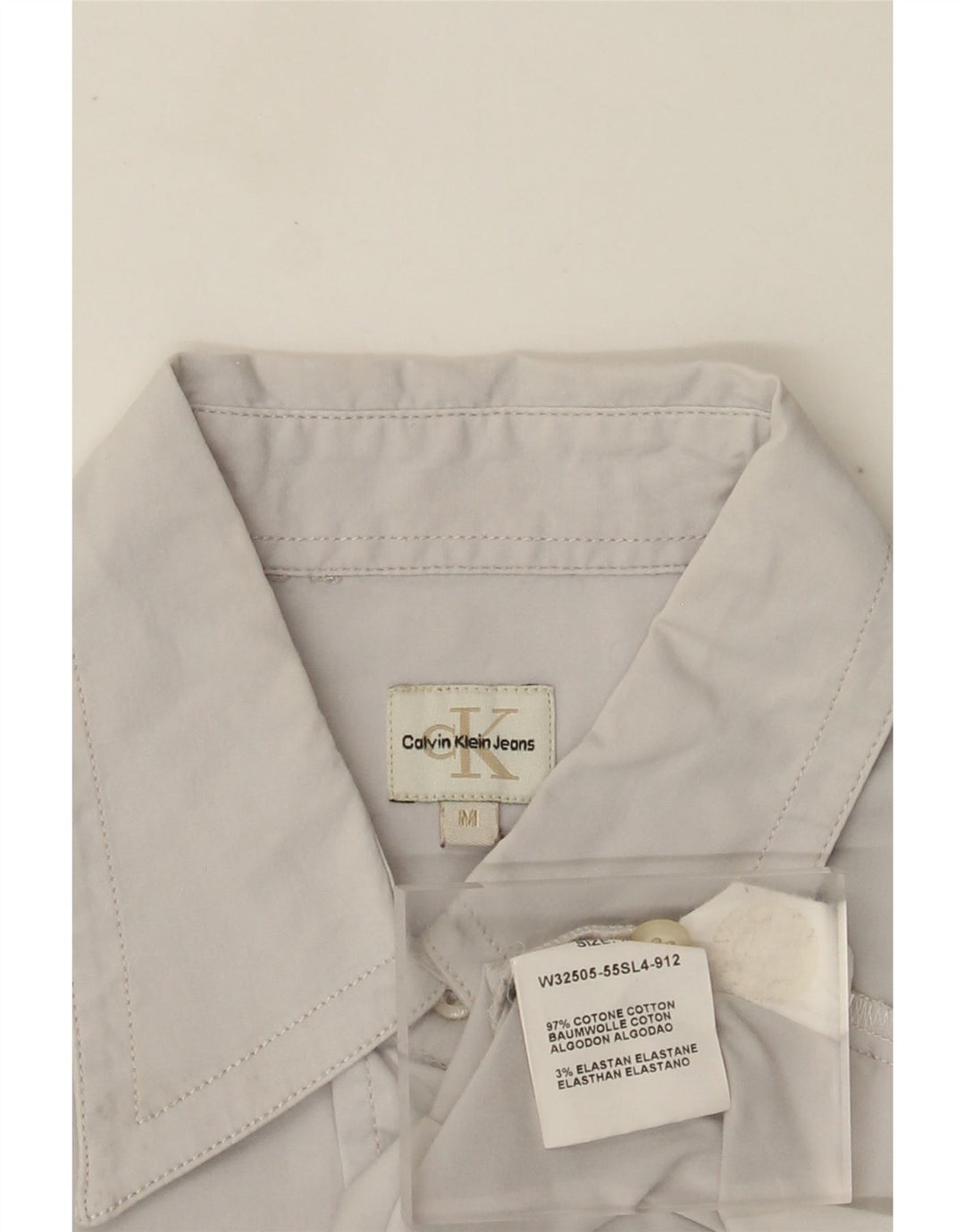 Calvin Klein Jeans Womens Shirt UK 12 Medium Grey Cotton