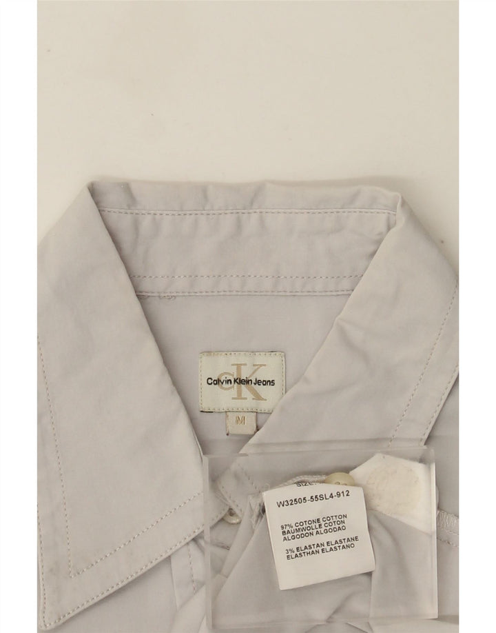 Calvin Klein Jeans Womens Shirt UK 12 Medium Grey Cotton