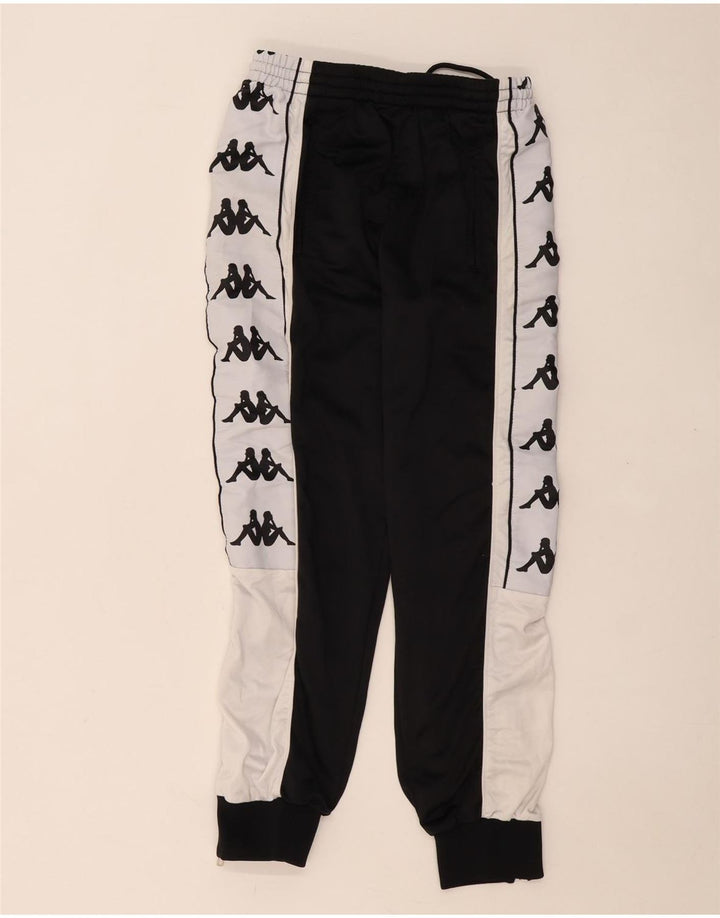 KAPPA Mens Graphic Tracksuit Trousers Joggers Small  Black Colourblock
