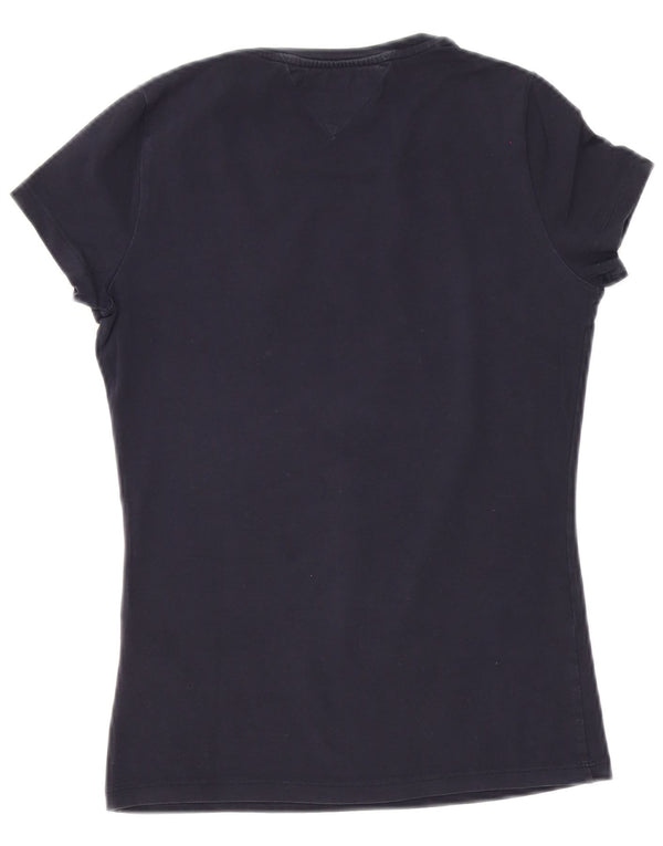 Tommy Hilfiger Womens Graphic T-Shirt Top UK 12 Medium Navy Blue Cotton