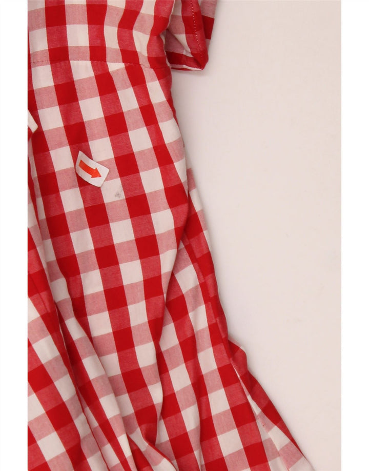 BENETTON Womens Short Sleeve Shirt UK 14 Medium Red Check