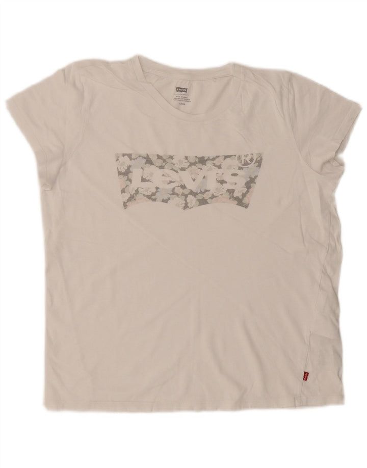 Levi's Womens Graphic T-Shirt Top UK 16 Large White Cotton