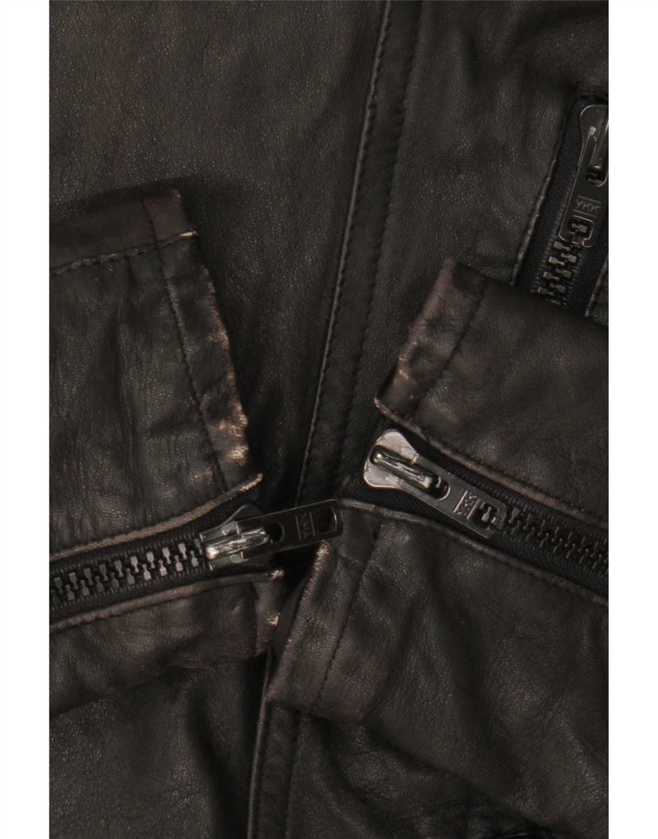 Vintage Mens Leather Biker Jacket IT 50 Large Black