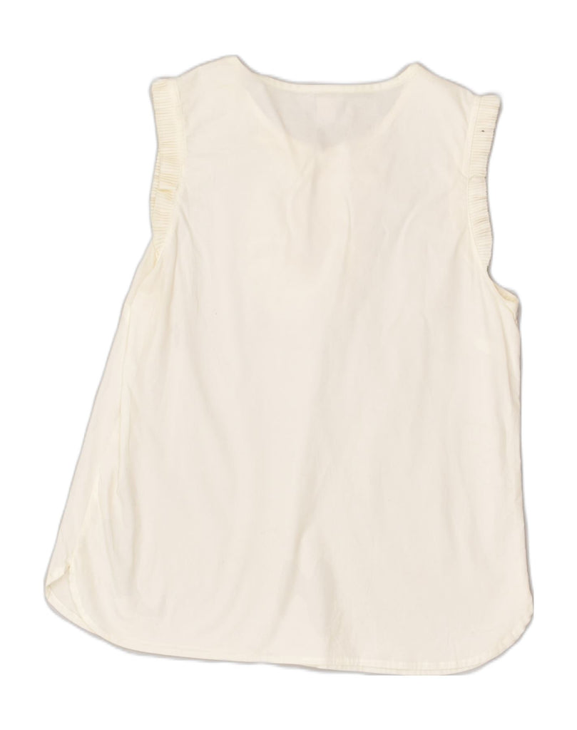 J. CREW Womens Ruffle Front Sleeveless Blouse Top US 6 Medium White Cotton | Vintage J. Crew | Thrift | Second-Hand J. Crew | Used Clothing | Messina Hembry 