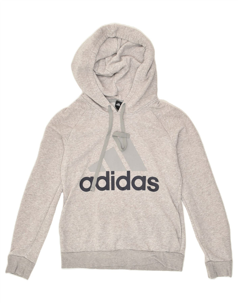 ADIDAS Womens Graphic Hoodie Jumper UK  8/10 Small Grey Cotton | Vintage Adidas | Thrift | Second-Hand Adidas | Used Clothing | Messina Hembry 