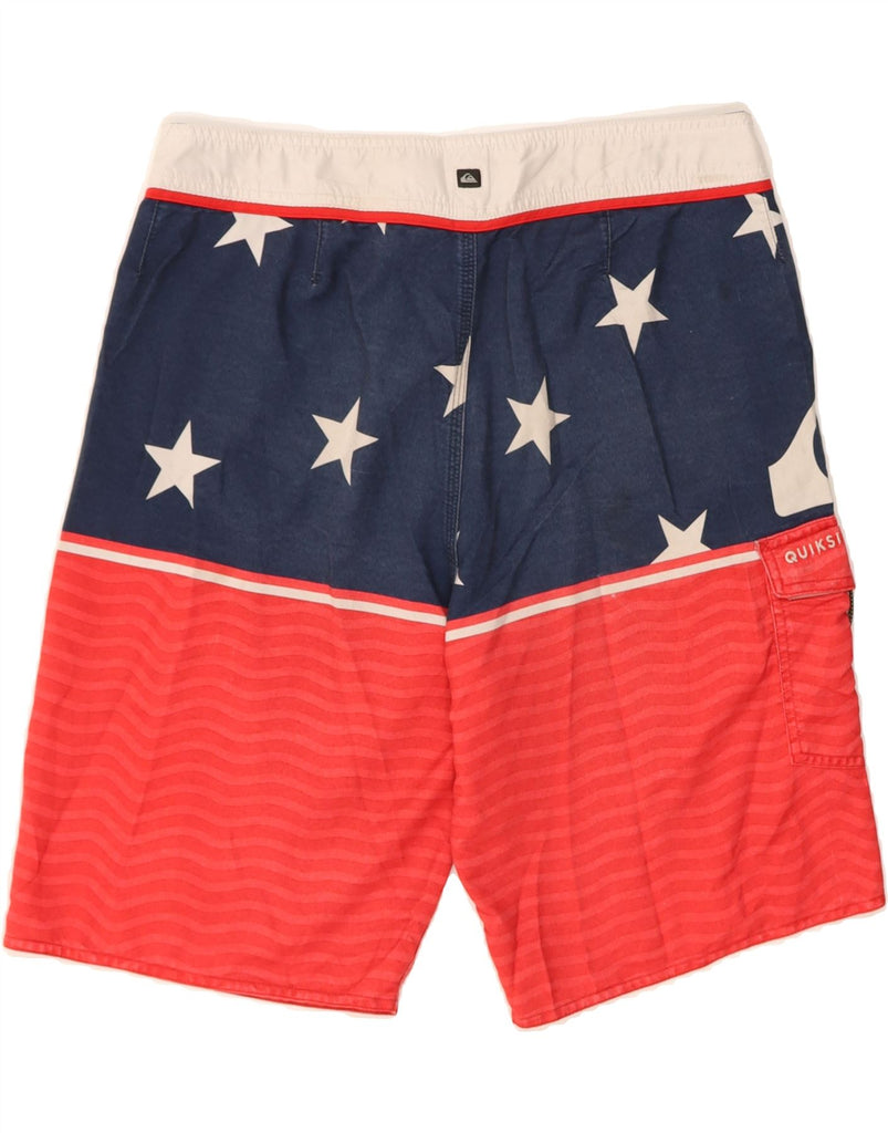 QUIKSILVER Mens Graphic Swimming Shorts Medium Red Colourblock Polyester Vintage Quiksilver and Second-Hand Quiksilver from Messina Hembry 