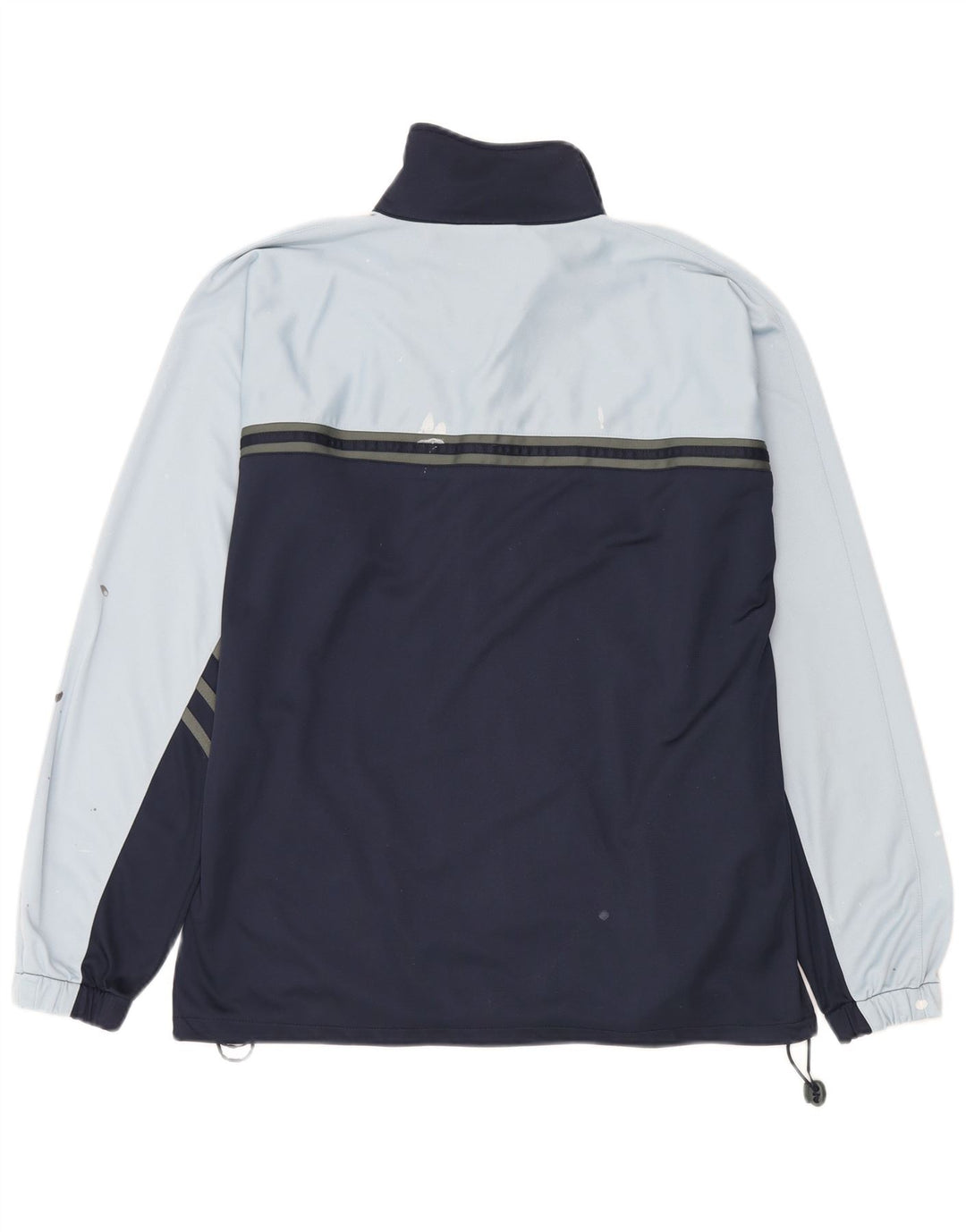 Asics Mens Tracksuit Top Jacket Large Navy Blue Colourblock Polyester