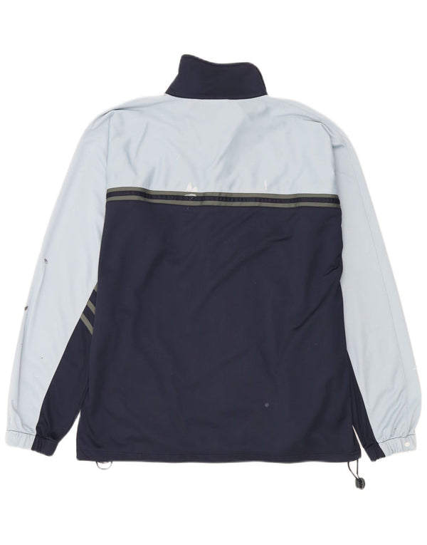 Asics Mens Tracksuit Top Jacket Large Navy Blue Colourblock Polyester