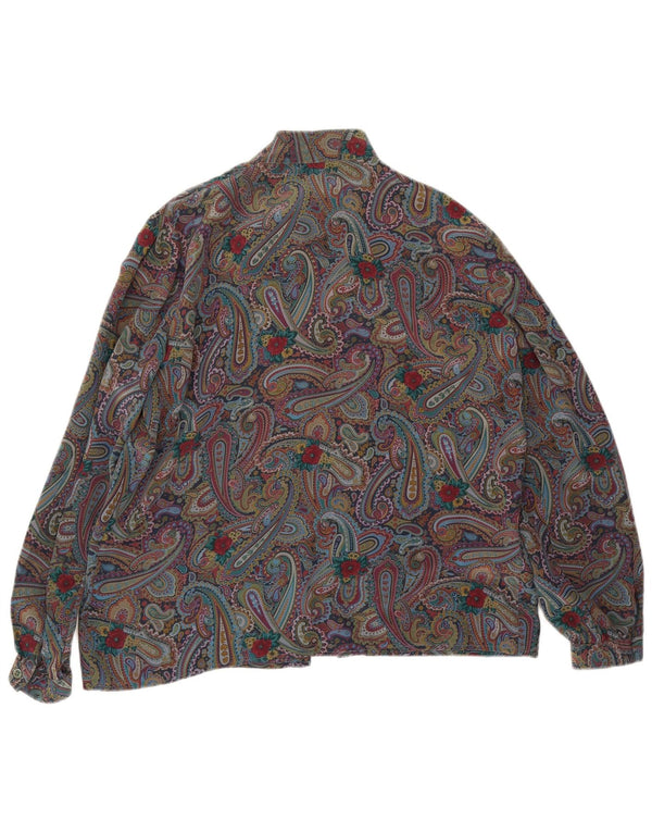 Vintage Womens Front Tie Shirt Blouse IT 48 XL Multicoloured Paisley Silk