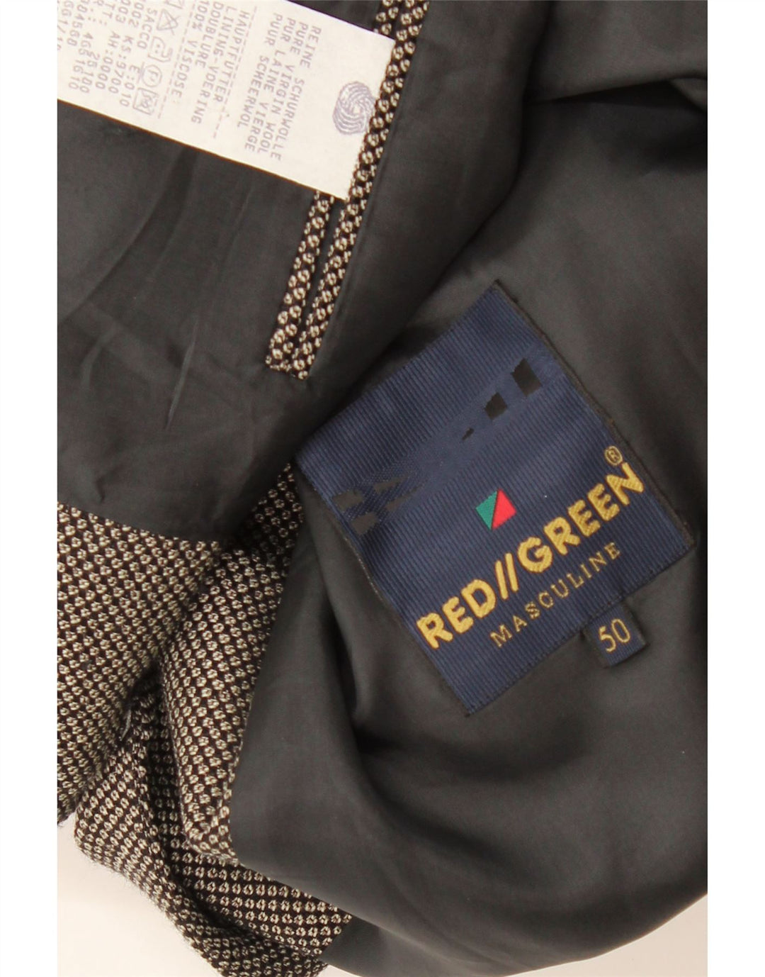 REDGREEN Mens 3 Button Blazer Jacket EU 50 Large Grey Spotted Wool