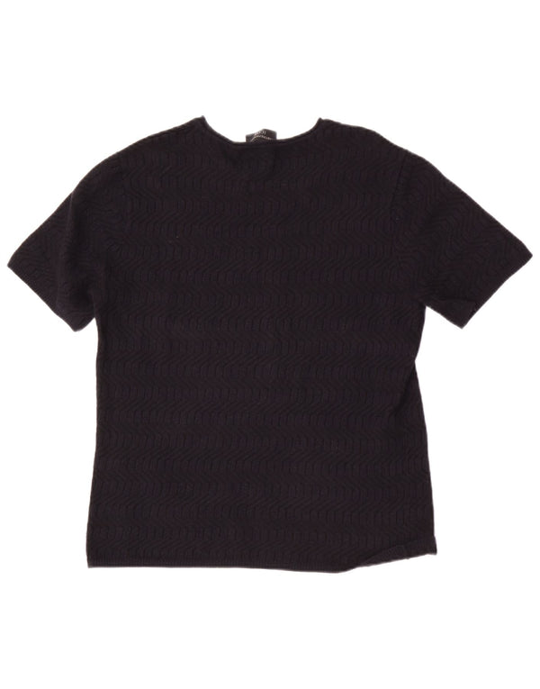 Emporio Armani Womens Boat Neck Jumper Sweater UK 14 Medium Navy Blue