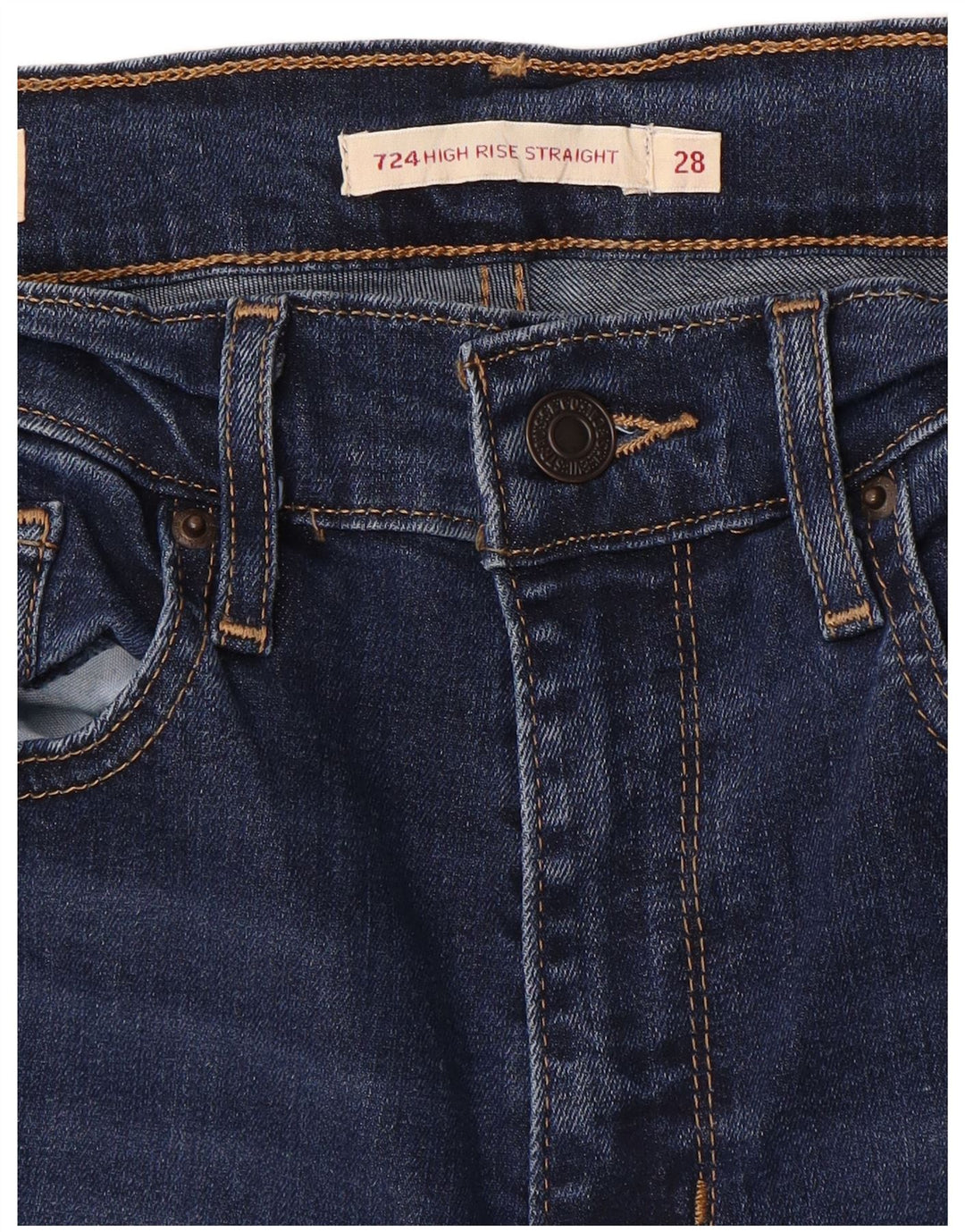 Levi's Womens 724 Crop High Rise Straight Jeans W28 L23 Blue