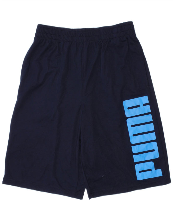 Puma Boys Graphic Sport Shorts 13-14 Years Large Navy Blue Polyester