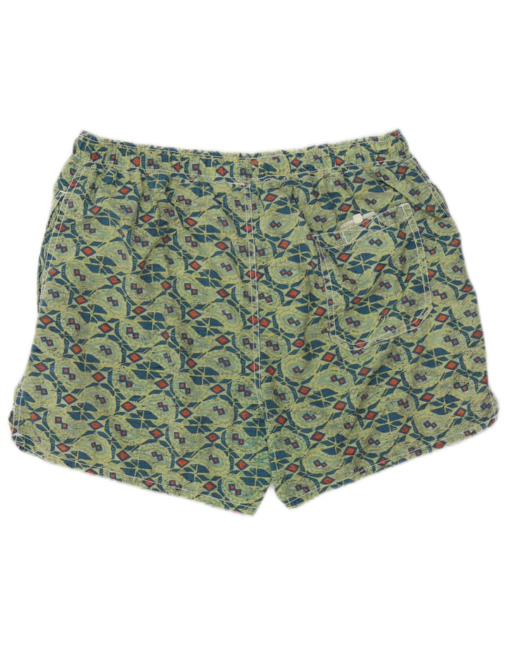 SANTO STEFANO Mens Swimming Shorts Medium  Green Geometric Polyamide
