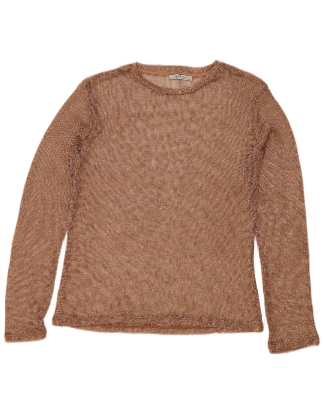 Zara Womens Top Long Sleeve UK 16 Large Gold