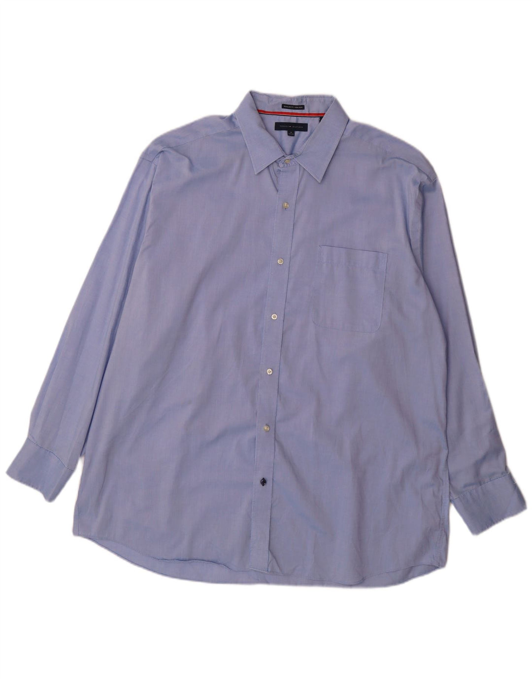 Tommy Hilfiger Mens Regular Fit Shirt Size 18 2XL Blue Cotton