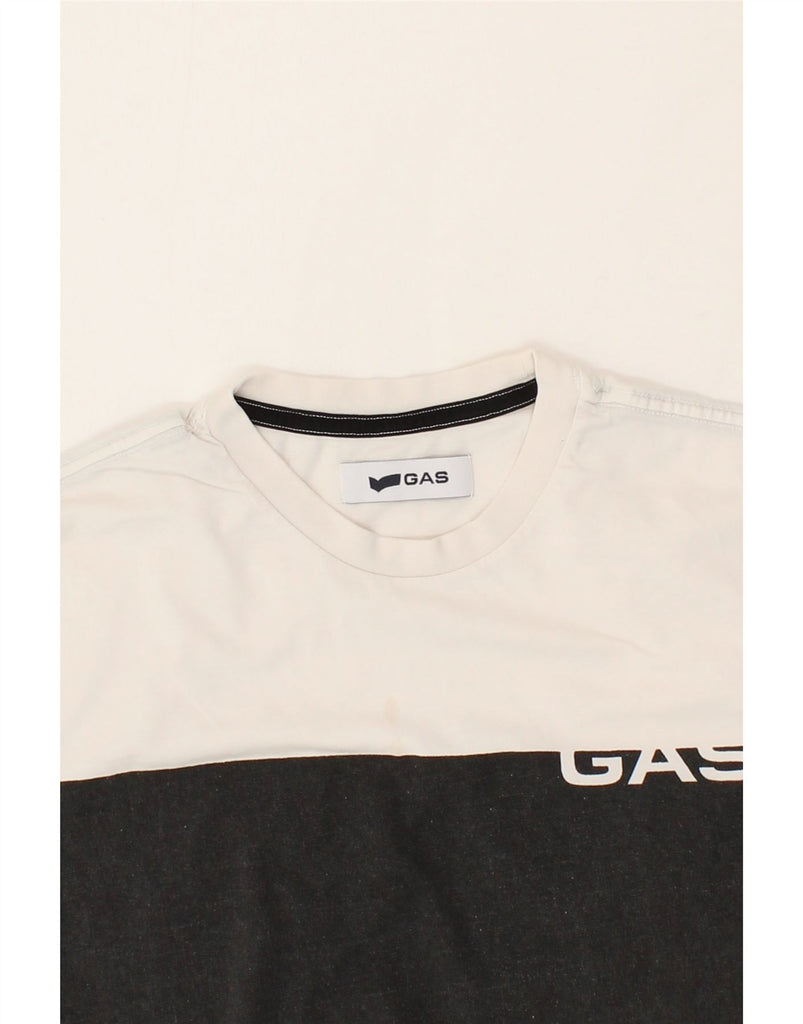 GAS Mens Graphic T-Shirt Top Medium White Colourblock Cotton Vintage Gas and Second-Hand Gas from Messina Hembry 