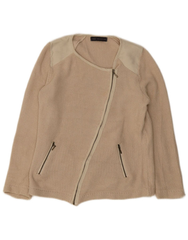 Marks & Spencer Womens Cardigan Sweater UK 10 Small Beige Cotton