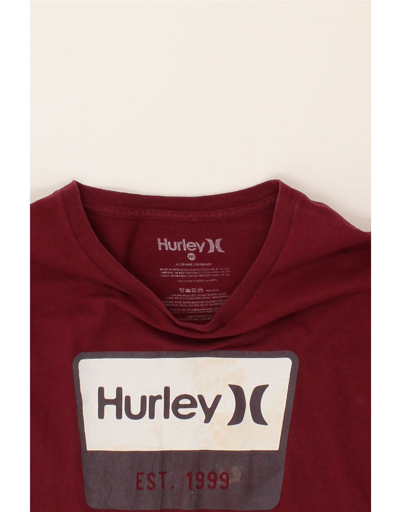 HURLEY Mens Graphic T-Shirt Top 2XL Maroon Cotton Vintage Hurley and Second-Hand Hurley from Messina Hembry 