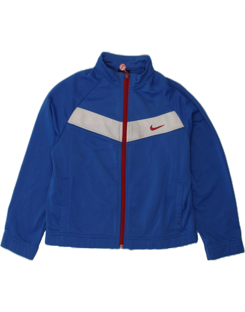 NIKE Boys Tracksuit Top Jacket 7-8 Years XL Blue Colourblock Polyester | Vintage Nike | Thrift | Second-Hand Nike | Used Clothing | Messina Hembry 