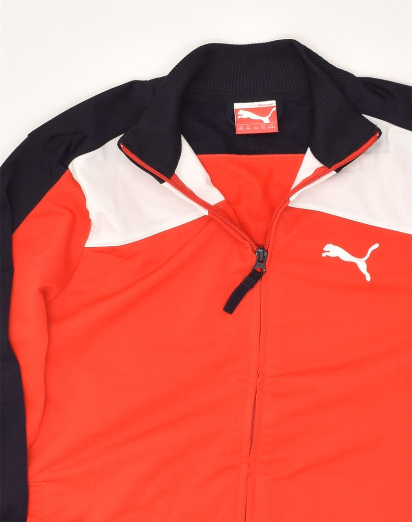 PUMA Mens Tracksuit Top Jacket UK 34/36 Small Red Colourblock Polyester | Vintage Puma | Thrift | Second-Hand Puma | Used Clothing | Messina Hembry 