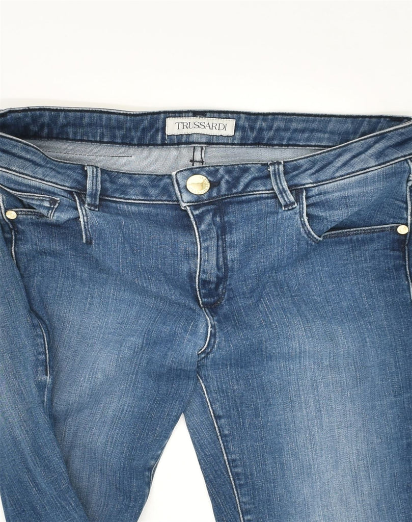 TRUSSARDI Womens Low Waist Skinny Jeans W27 L31  Blue Cotton | Vintage Trussardi | Thrift | Second-Hand Trussardi | Used Clothing | Messina Hembry 