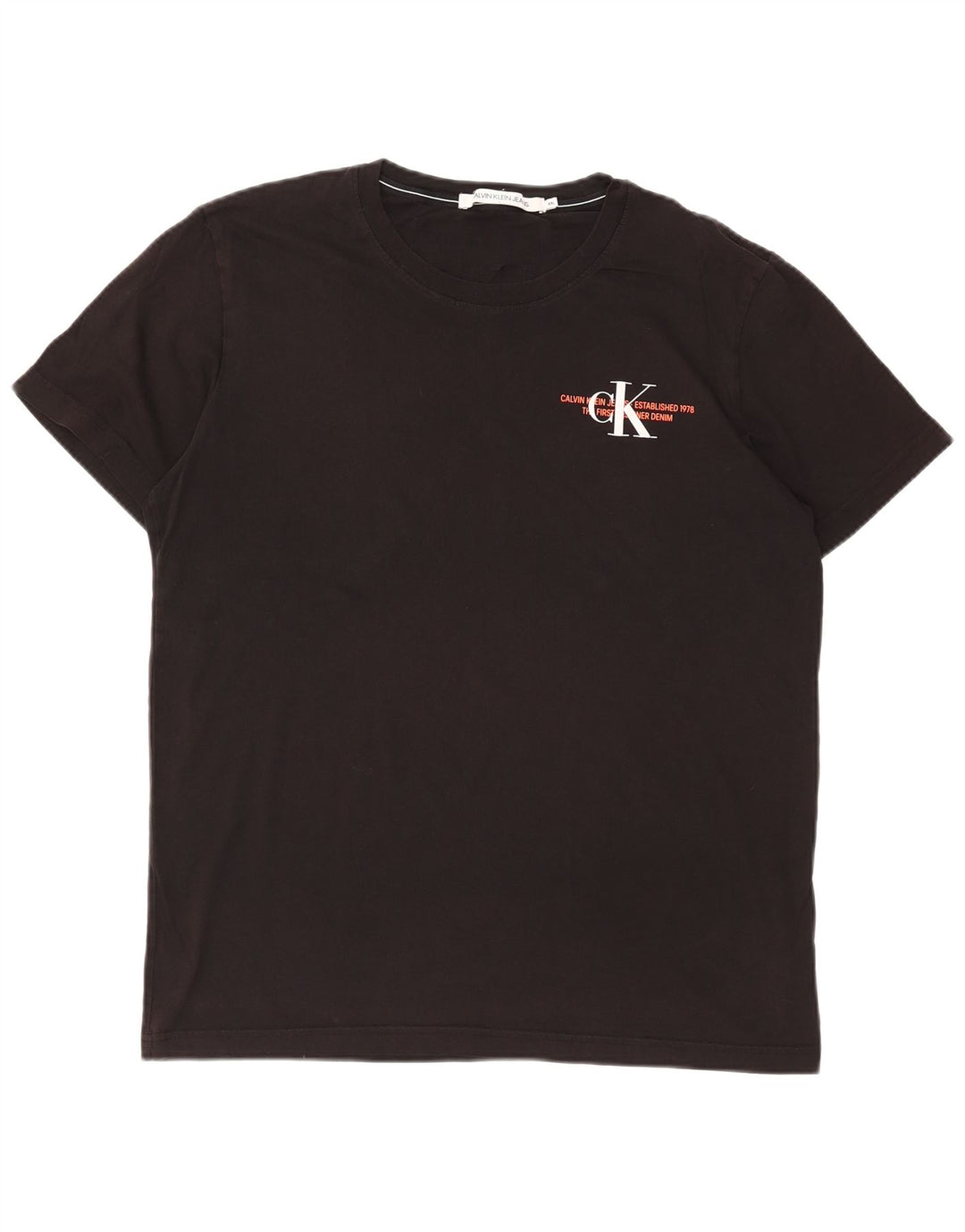 Calvin Klein Jeans Mens Graphic T-Shirt Top 2XL Black Cotton