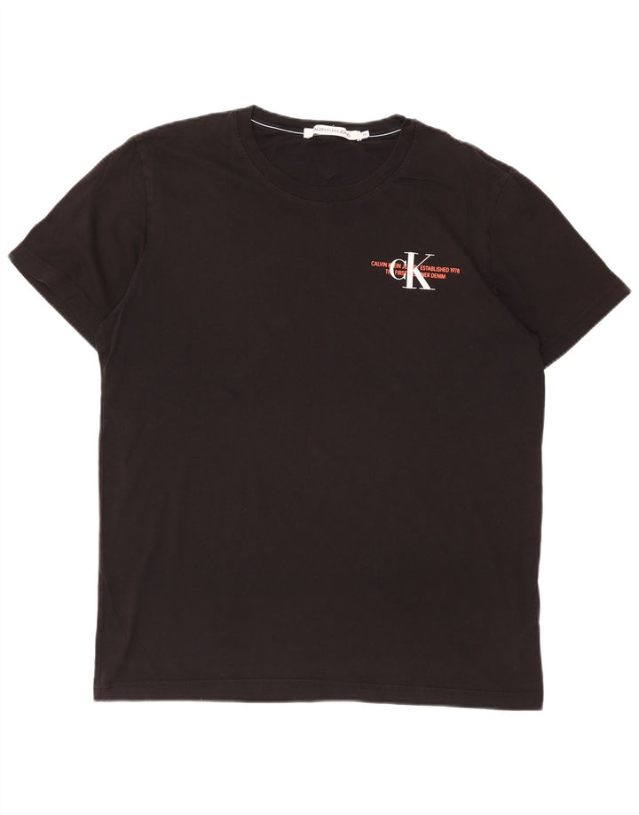 Calvin Klein Jeans Mens Graphic T-Shirt Top 2XL Black Cotton
