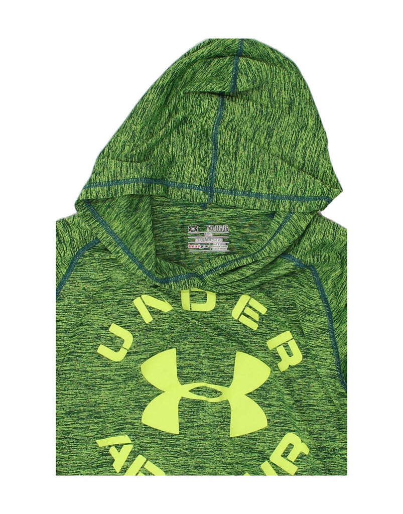 UNDER ARMOUR Boys Graphic Hoodie Jumper 15-16 Years XL Green Flecked | Vintage Under Armour | Thrift | Second-Hand Under Armour | Used Clothing | Messina Hembry 